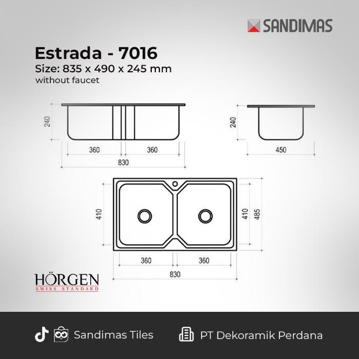 KITCHEN SINK HORGEN ESTRADA 7016 STEINLESS STELL 304