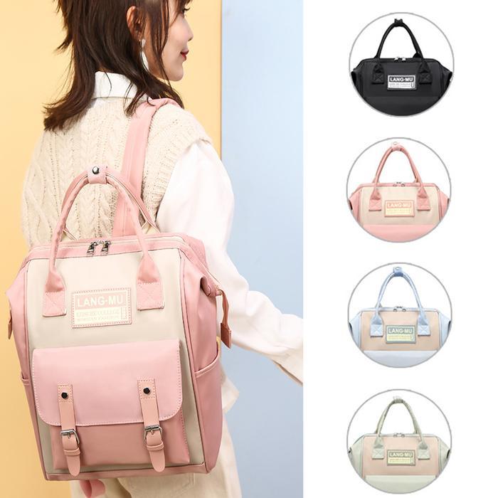 Tas Ransel Pegangan Lembut Kapasitas Besar Anti Air untuk Pakaian Bayi dengan Penutup Ritsleting