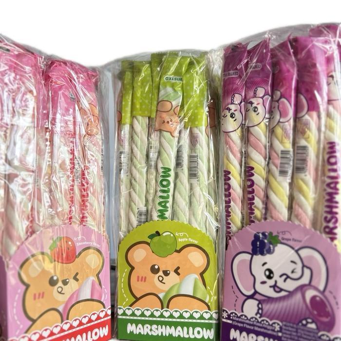 Marsmallow Panjang/Kepang Isi 30Pcs@12Gr Permen Candy Manis Jelly Camilan Marshmallow Food