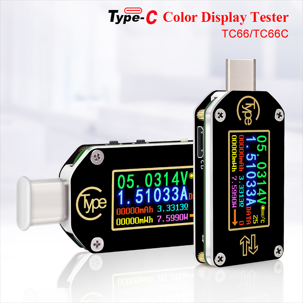 STOK TERBATAS  TC66/TC66C Battery USB Tester USB-C Voltmeter Ammeter Voltage Type-C PD Trigger 2 Way