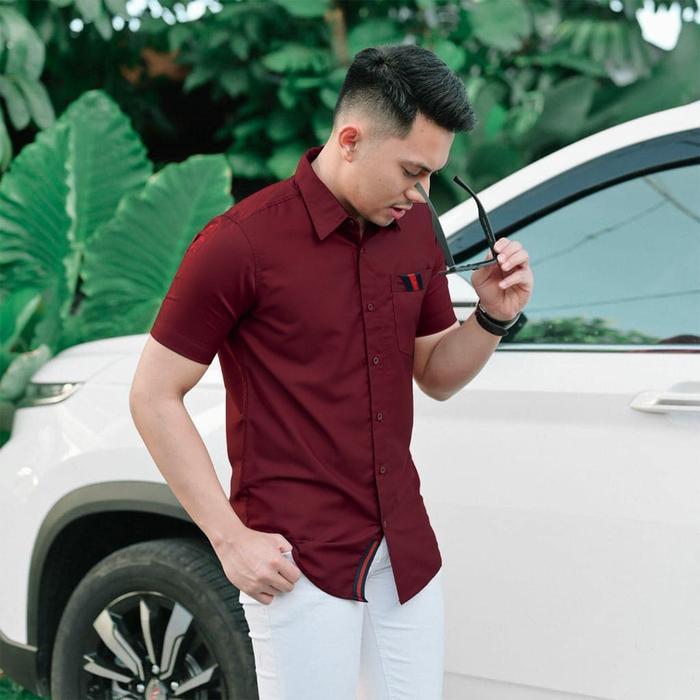 Lowkey Kemeja Pria Dewasa Pd 03 Merah Maroon Kemeja Pria Pendek Kemeja Cowok Dewasa Kemeja Cowok