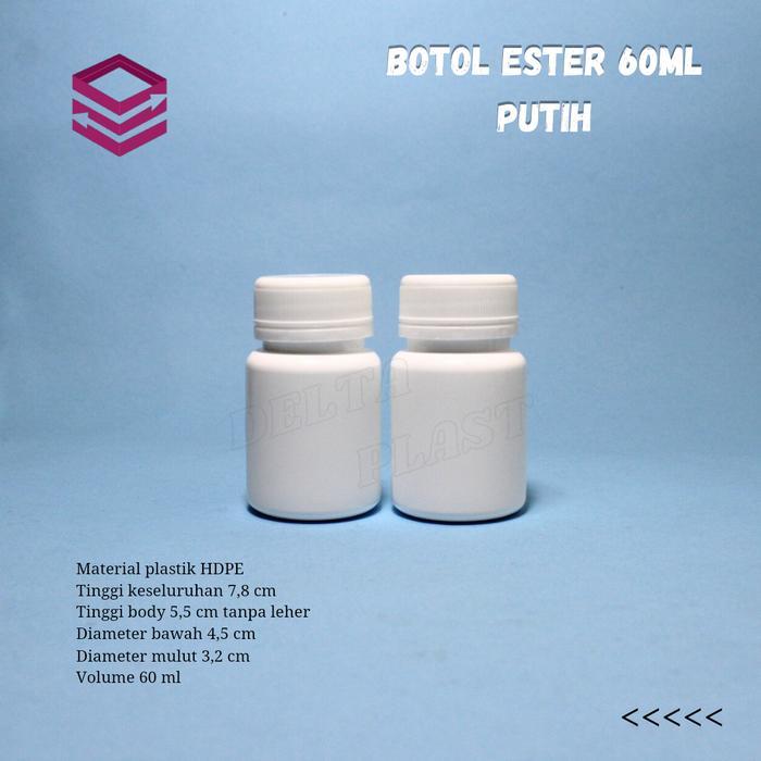 Botol Kapsul 60 ML Ester / Botol Ester 60 ML Putih / Botol Obat Segel