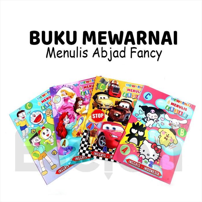 Buku Mewarnai & Menulis ABJAD / Buku Mewarnai Folio Gambar Random