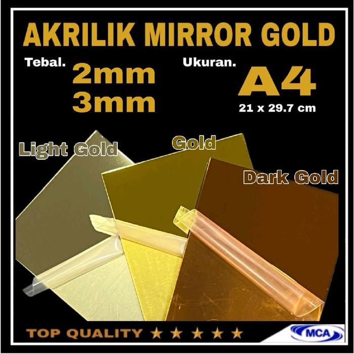 AKRILIK LEMBARAN GOLD MIRROR A4 / Acrylic Mirror Gold / Laser cutting