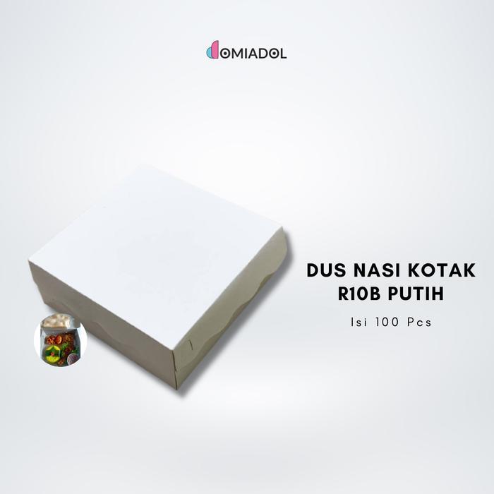 Box Dus Nasi Kotak R10B Putih Premium - Ukuran 22x22x7,5 (100 Pcs)