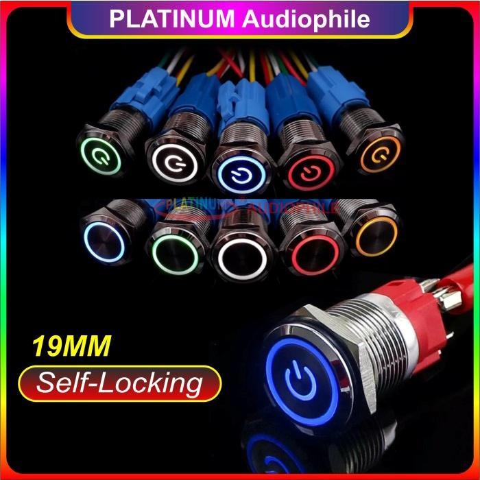 Thebest- Metal Push Button Switch 19mm + logo LOCK LATCHING