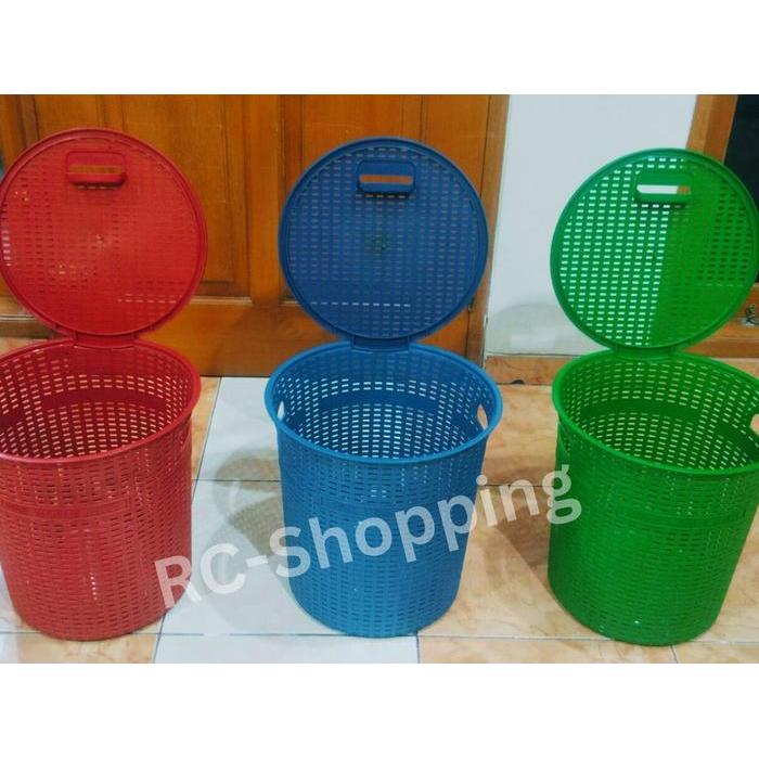 Keranjang Baju Kotor Laundry Box Basket Plastik Rotan Bulat Tabung