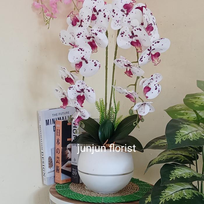 bunga anggrek latex jumbo artificial pot bola//bunga anggrek bulan