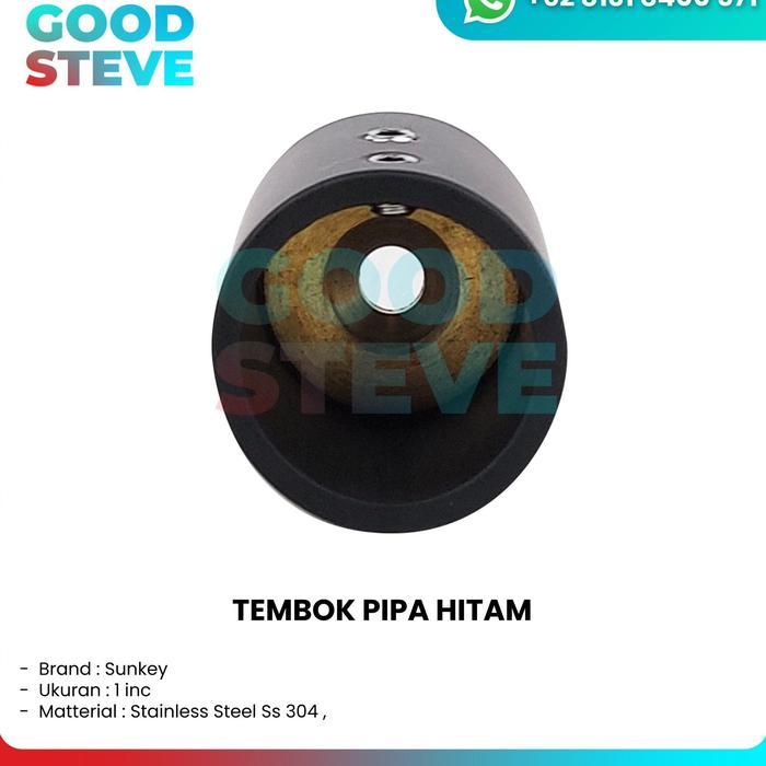 GLASS CLAMP SHOWER PIPA TEMBOK SHOWER 1 inch SS304 BLACK