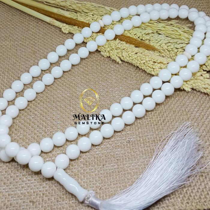 Tasbih Batu Giok Putih Salju 99 Butir 10Mm