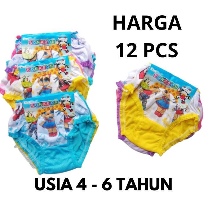 12 PCS CD Celana Dalam Anak Cewek Bon-bon Motif Lol Fashion