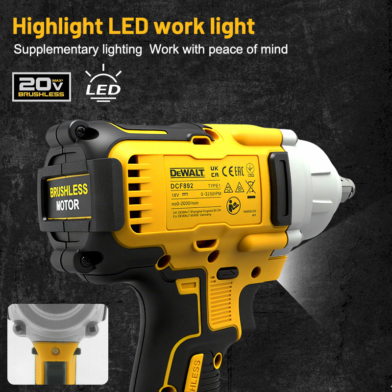 Dewalt DCF892 812N.m brushless electric wrench, cordless impact drive high torque four-speed power