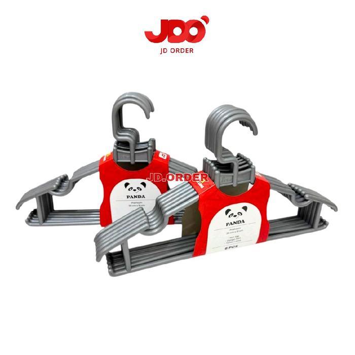 JDO Hanger Dewasa Premium Silver Panda 1 Lusin 12Pcs Plastik Tebal 38x19cm Gantungan Baju Dewasa