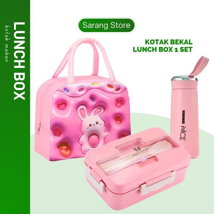 Kotak Tempat Makan Bekal Anak Sekolah TK SD Perempuan Laki Laki Lunch Box Set Tas Bekal Karakter