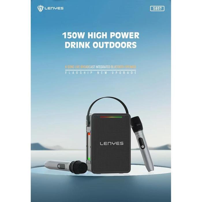 Lenyes S857 Speaker Ktv Karaoke Outdoor 150W Tws Bluetooth 5.3 With Dsp High Power Bass Plus Rgb Led
