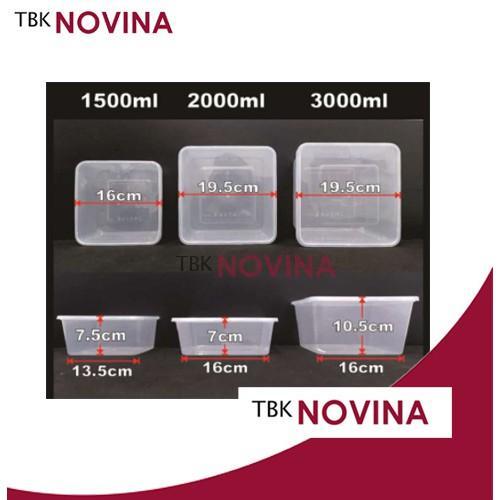 [25Pcs]Thinwall 3000Ml Square Food Container Box Tempat Makan Plastik Kotak Nasi Penyimpanan Makanan