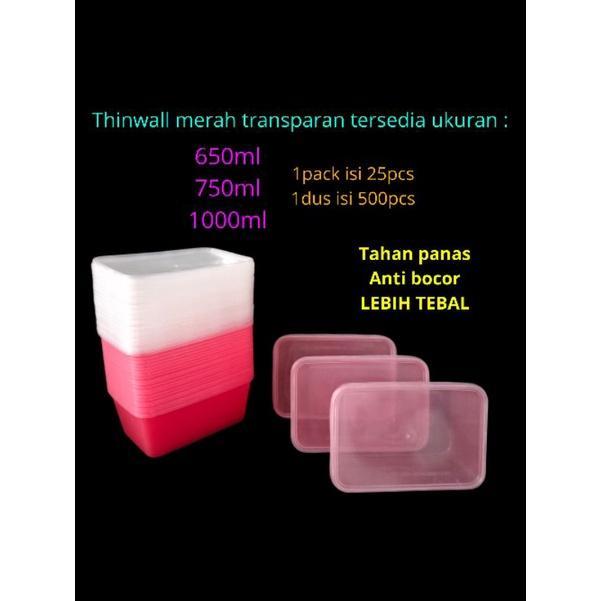Thinwall 750Ml Warna Transparan (Isi 10 Pcs) Kotak Makan Plastik