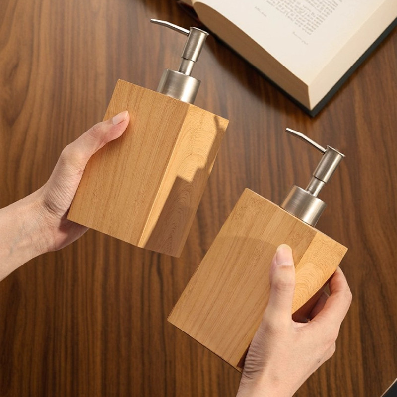 Luxury Walnut Wood Press-type Lotion Dispenser Empty Bottle Hotel Soap Liquid Dispenser Sink Lotion