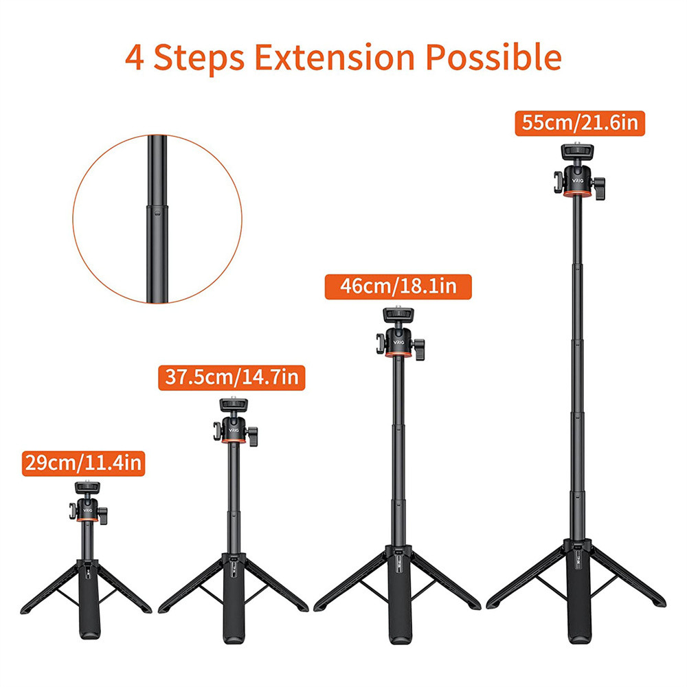 VRIG Selfie Stick Tripod Panoramic Camera Extension Rod with 360 Ball Head for DJI Pocket 3/Osmo 360