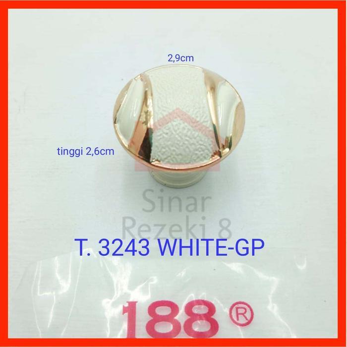 Handle Putih Tarikan Laci Lemari Bulat Pentol Minimalis Gold Emas 3243 .