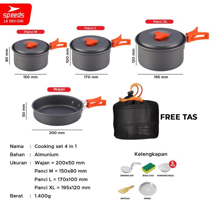 SPEEDS Cooking SET Paket Dapur Camping Mini Cooking Cookware Masak 2-6 Orang Ceret Outdoor Minimalis