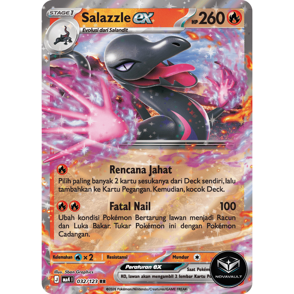 Salazzle ex (RR) - 032/123 - Ledakan Peniada (MA4) - Pokemon TCG Indonesia