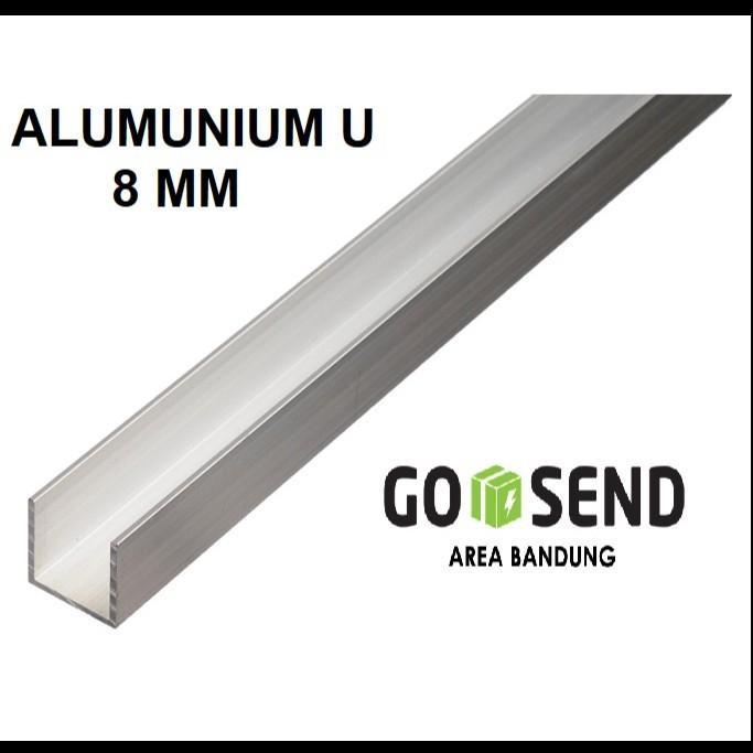 "New" GOSEND ( 3 Potong x 2 mtr ) Aluminium U 8 mm / List Profil Alum U 8mm