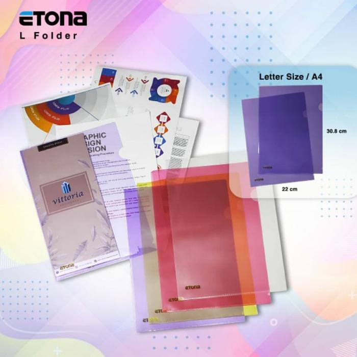 Etona Map L/ L Folder Ukuran A4 Letter Size Kuning Ungu Stationery