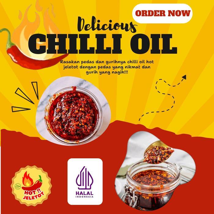 "New" Chilli oil Hot jeletot kemasan 300 gram enak gurih nagih Dimsum Pedas Chili Makanan Saus