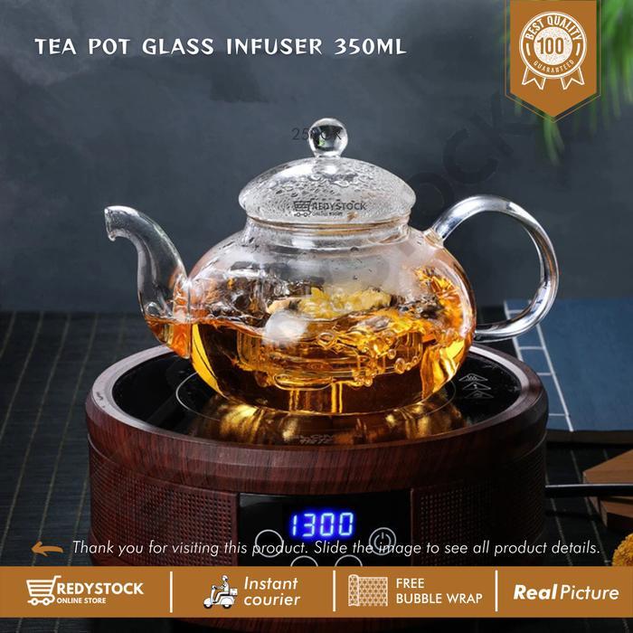 Tea pot glass infuser 400ml teko teh saringan kaca - HY400