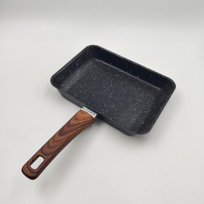 SYNMORE Flat Bottom Square Frying Pan Hitam