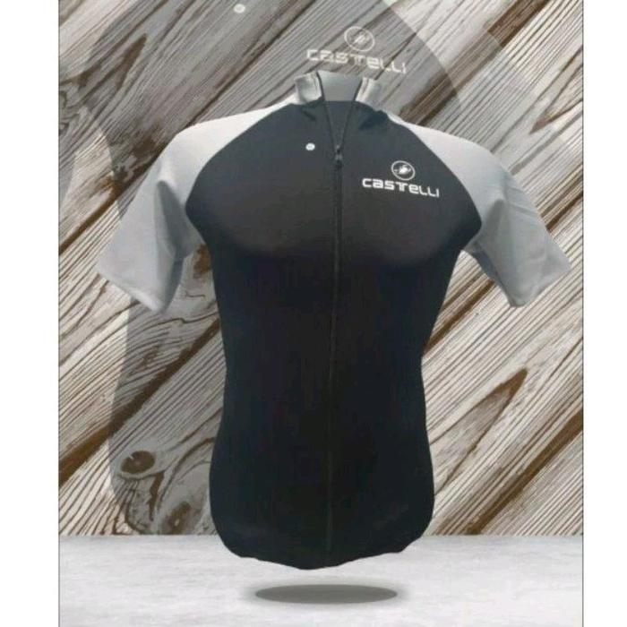 Premium Jersey RoadBike Blackngrey Simano & casteli Jersey sepeda simano & Castelli Sport
