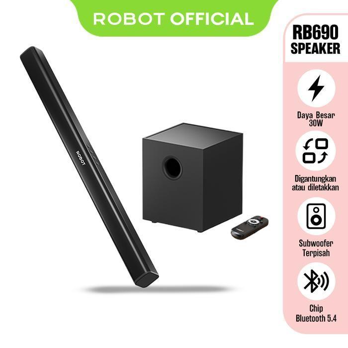 ROBOT Speaker Soundbar TV Subwoofer Home Theater 30W Bluetooth 5.4 - TV Soundbar Speaker Wireless