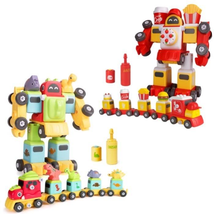 diy duplo alike lego robot train set steam toys balok diy blocks