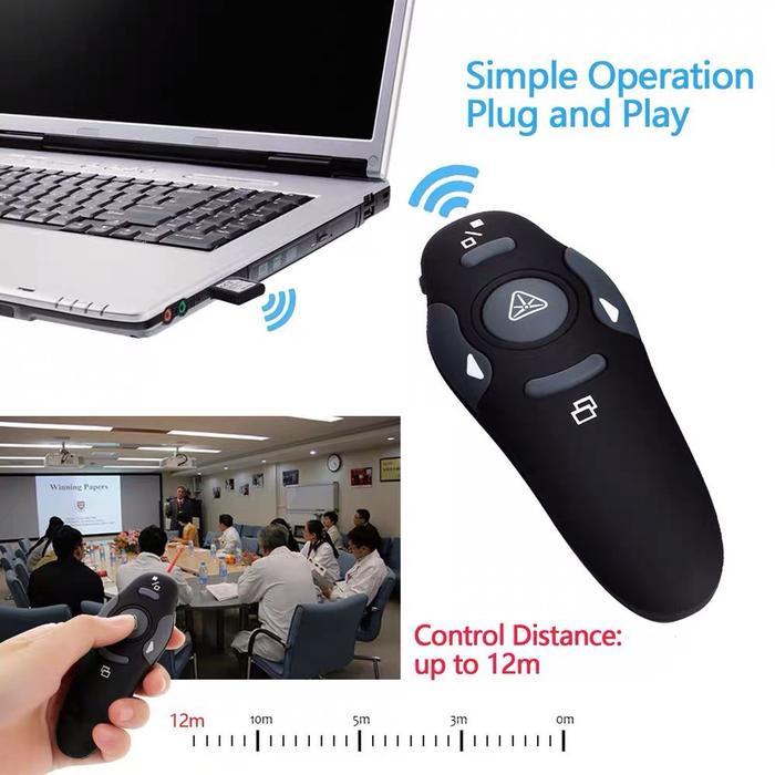 Wireless Presentasi Laser Pointer Remote Control Jarak Jauh Clicker 2.4 Ghz
