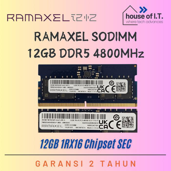 RAM Sodimm DDR5 12GB - RAM LAPTOP 12GB DDR5 - RAM LAPTOP LENOVO 12GB DDR5 - RAM SODIMM 12GB DDR5