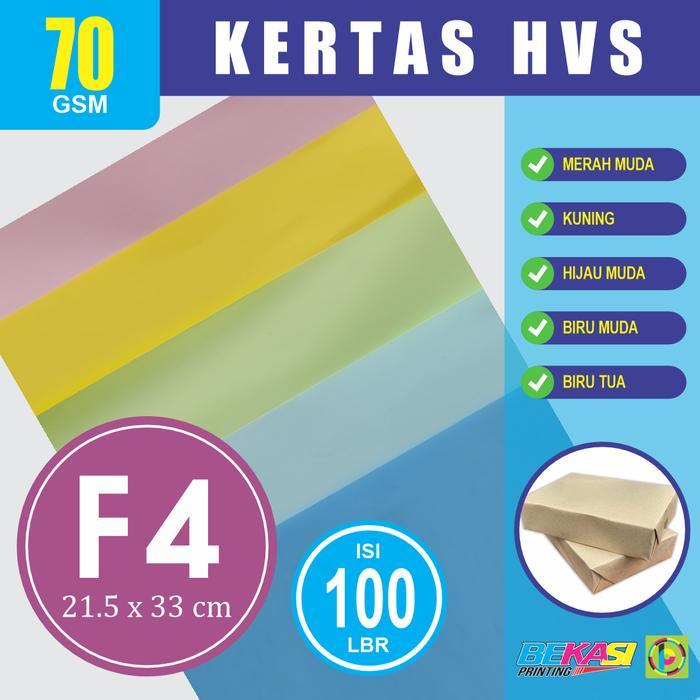 WoodFree Paper Kertas HVS Warna 70 GSM F4 / Folio 21.5x33 cm