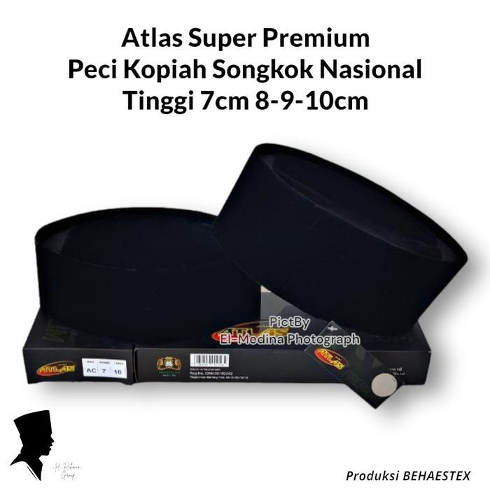 PECI KOPIAH HITAM ATLAS PREMIUM AC TINGGI 7 8 9 10 CM SONGKOK NASIONAL ATLAS BLUDRU PECI ATLAS