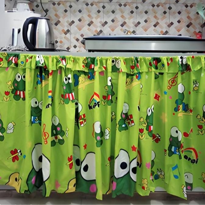 Gorden Kolong Dapur Keropi 95x65 cm Bahan POLY MICRO dengan Tali Pengikat Gratis Cocok untuk Kolong