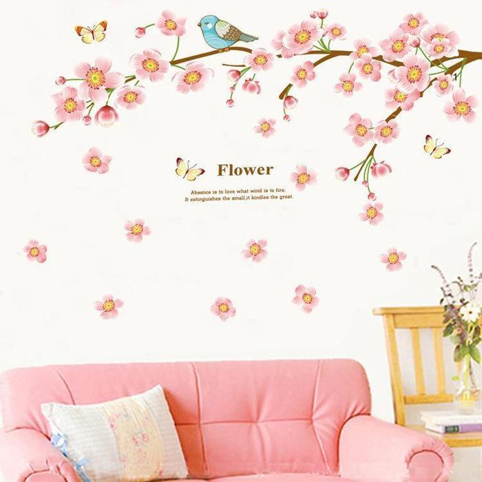 Stiker Dinding Bunga Sakura Pink JM7296 - Hiasan Sticker