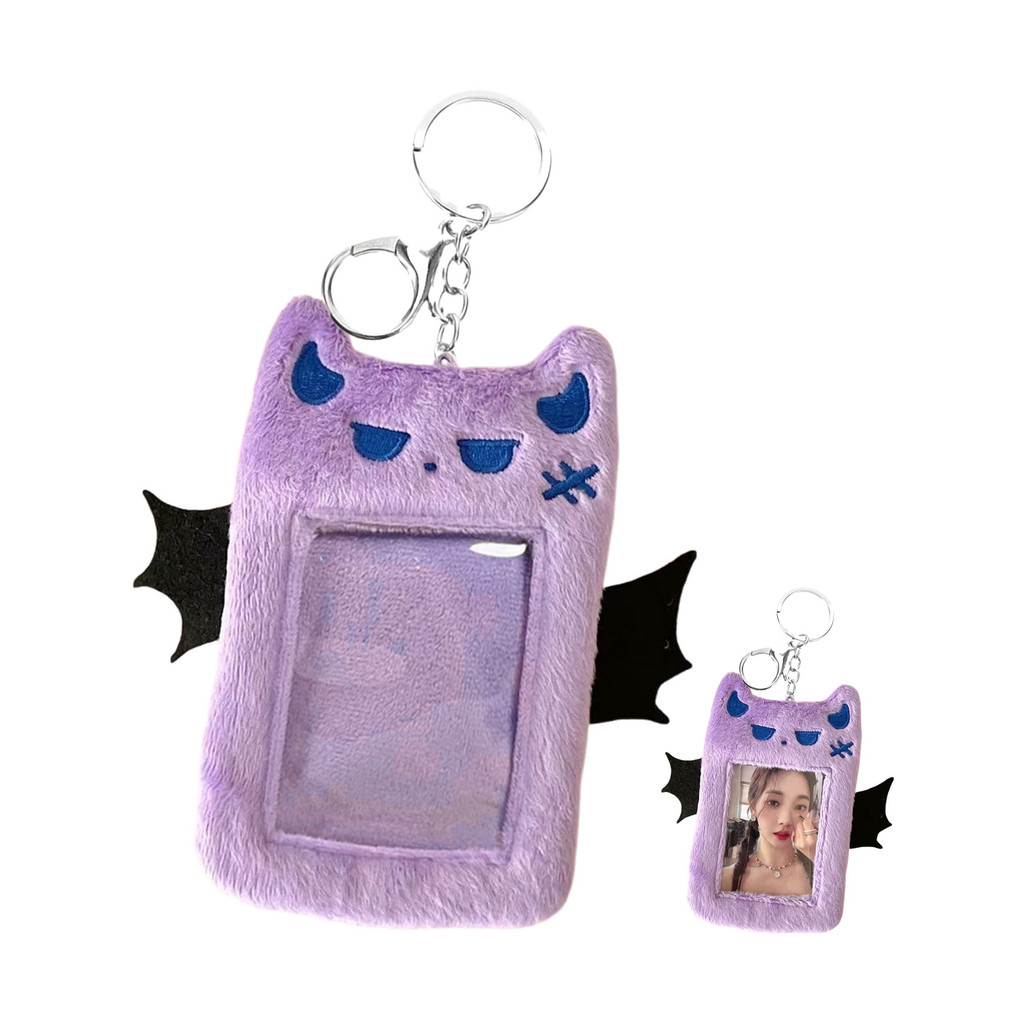 Kawaii Devil Plush Card Holder Portable Girly ID Card Photo Protective Sleeve Card Photo Frame and