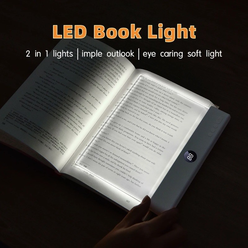 LED Panel Book Light Eye-Caring USB Rechargeable Reading Lamp for Students Night Reading Indoor