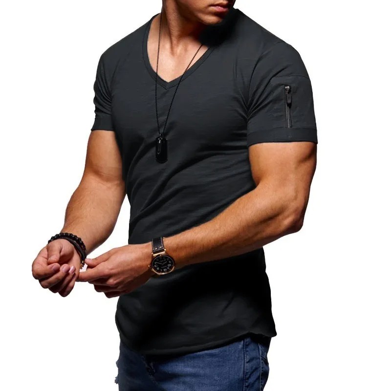 MRMT 2025 Brand New Men's T-Shirt V-Neck Solid Color Large Size Fashion Casual Short-Sleeved t-Shirt