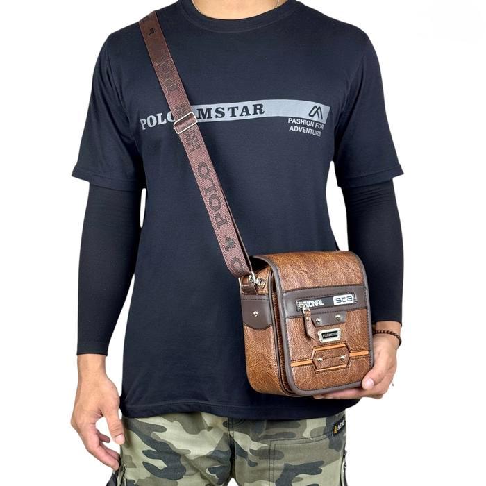 New Tas Pria Tas POLO Tas Selempang Kulit PU Leather Original Polo Amstar