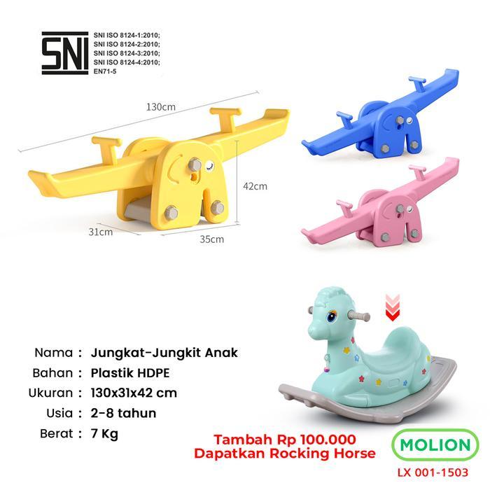 Thebest- MOLION SNI Jungkat Jungkit Kuda Kudaan Mainan Perosotan Seesaw Permainan Plastik Anak