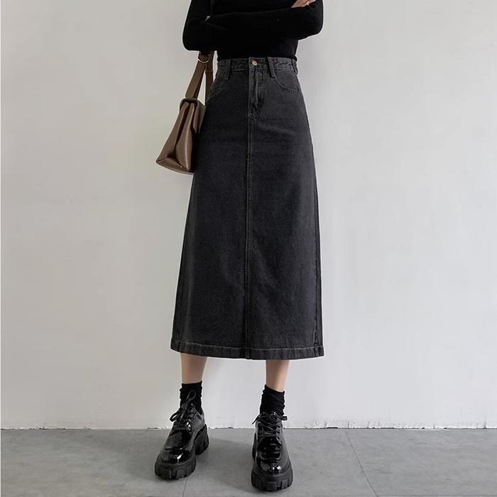 Penawaran Istimewa rok denim/rok midi korea/rok panjang korea/rok polos premium/rok panjang/rok