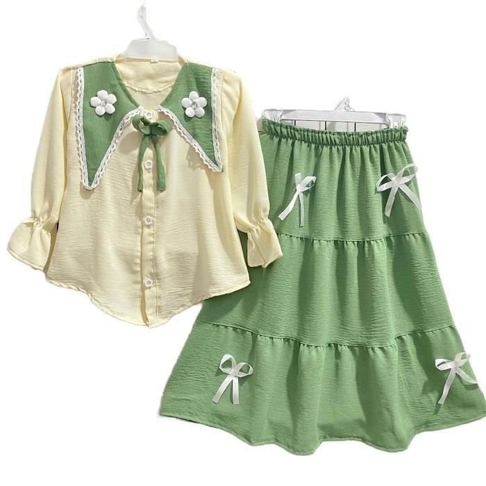 NEWW SET ROK ANAK 2-12 TAHUN CANTIKA SET ROK BAHANN CRINKLE Fashion kekinian