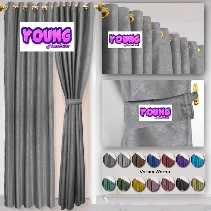 gorden Pintu Bertali Kain Embos Minimalis Model Smokring jendela gorden jendela