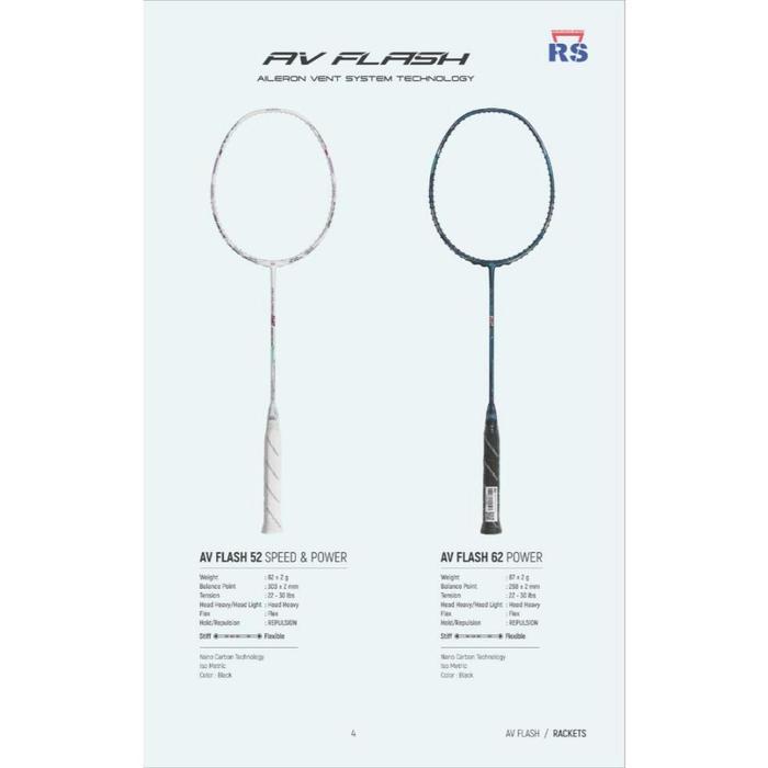 Raket Badminton RS AV FLASH 62 61 52 51 32 31 Control Power Prof Speed Original