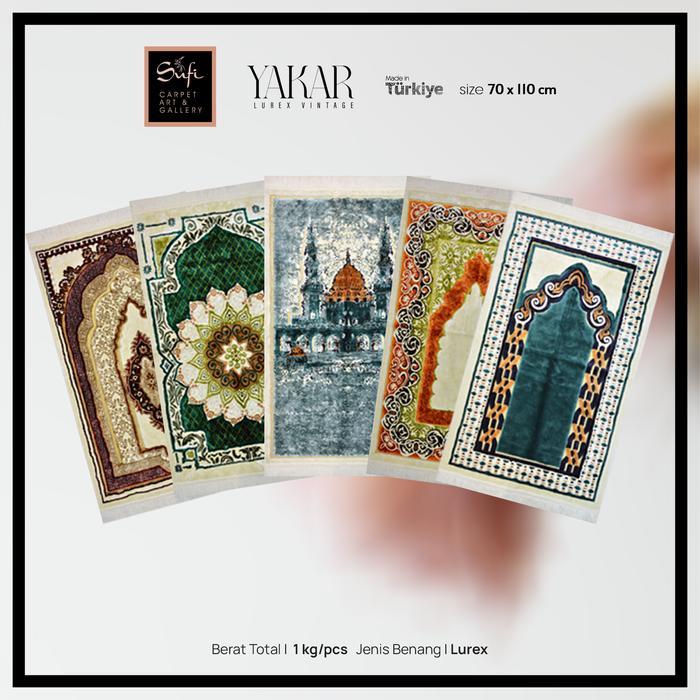 Sajadah Turki Lipat Lembut Yakar Lurex 70X110